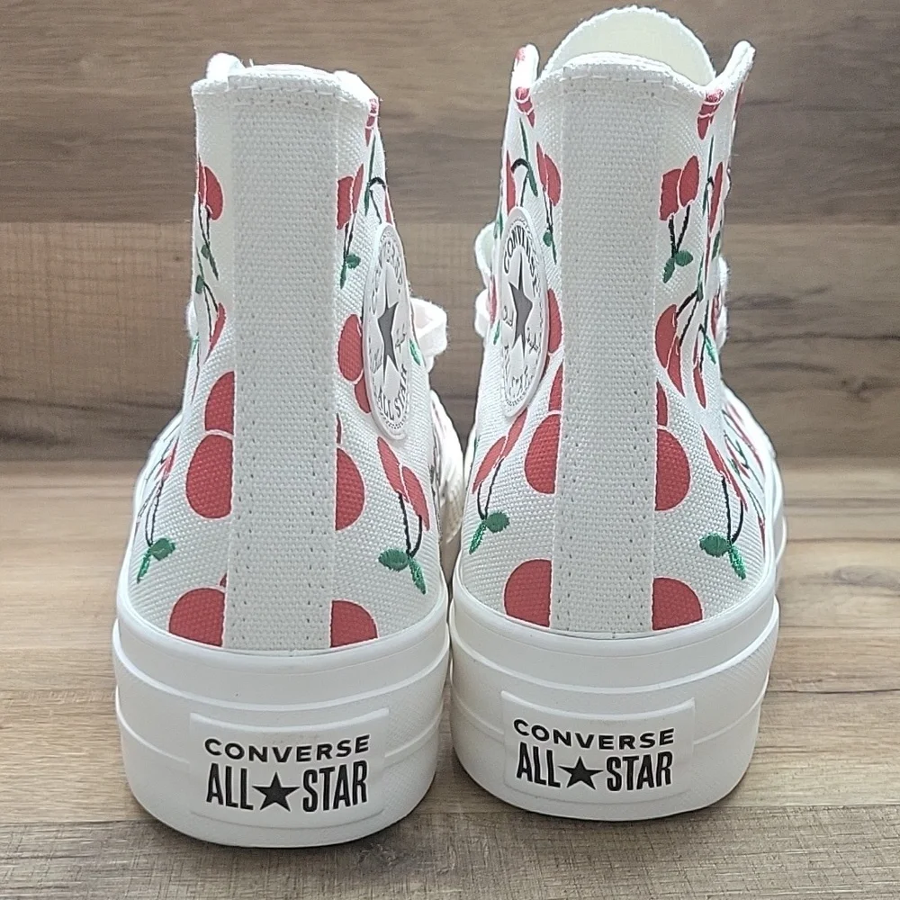 Converse White and Red Cherry High-Tops